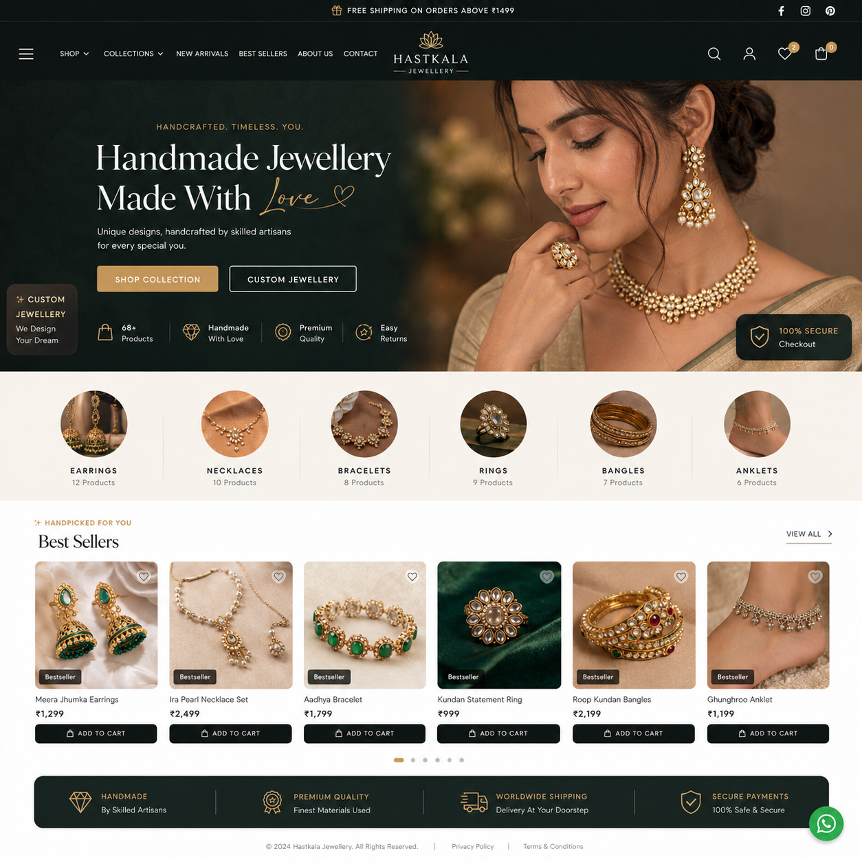 Hastkala Jewellery online storefront