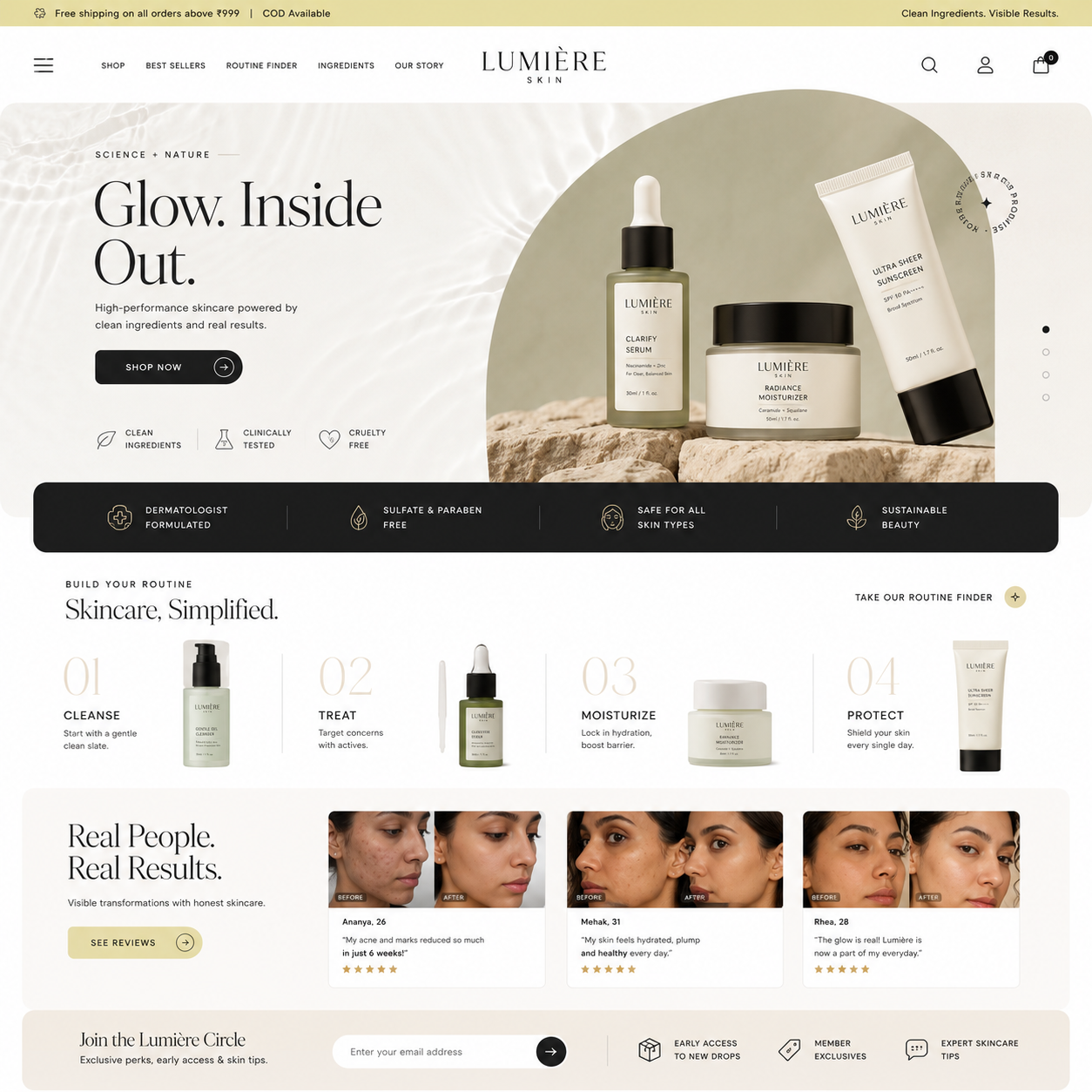 Lumière Skin online storefront